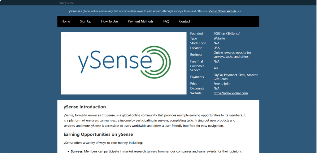 ySense-min PTC site to earn money