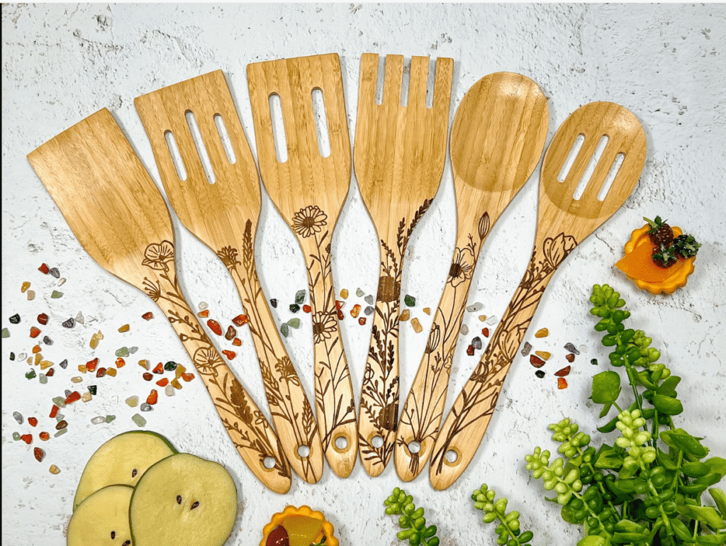 Engraved Bamboo Cutlery sets Unique item to sell on Etsy