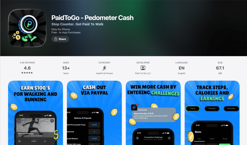 Paidtogo Walking apps to earn