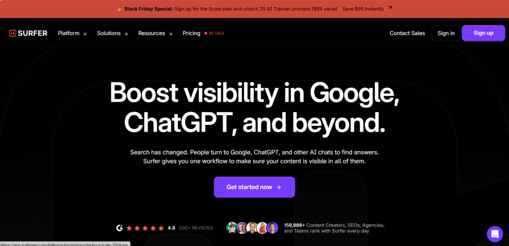 SurferSEO AI tools for content marketing success